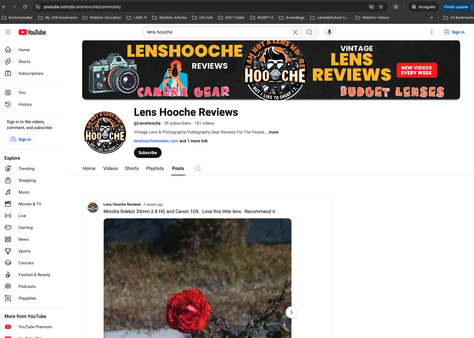 Lens Hooche YT Community Page